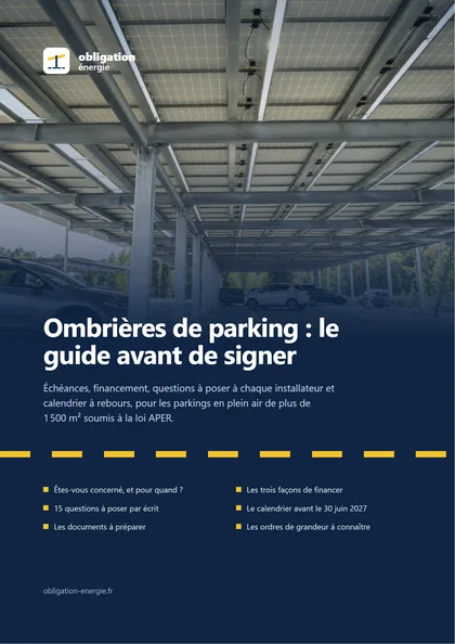 Couverture du PDF « Ombrières de parking : le guide avant de signer »